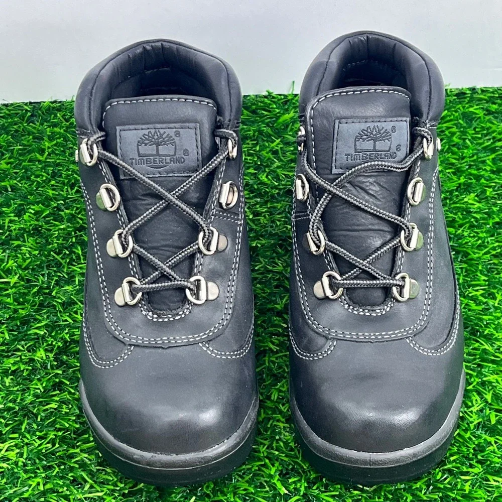 NWOB Timberland Field Triple Black Leather Mid Boots Waterproof‎ Sz 2.5 Unisex